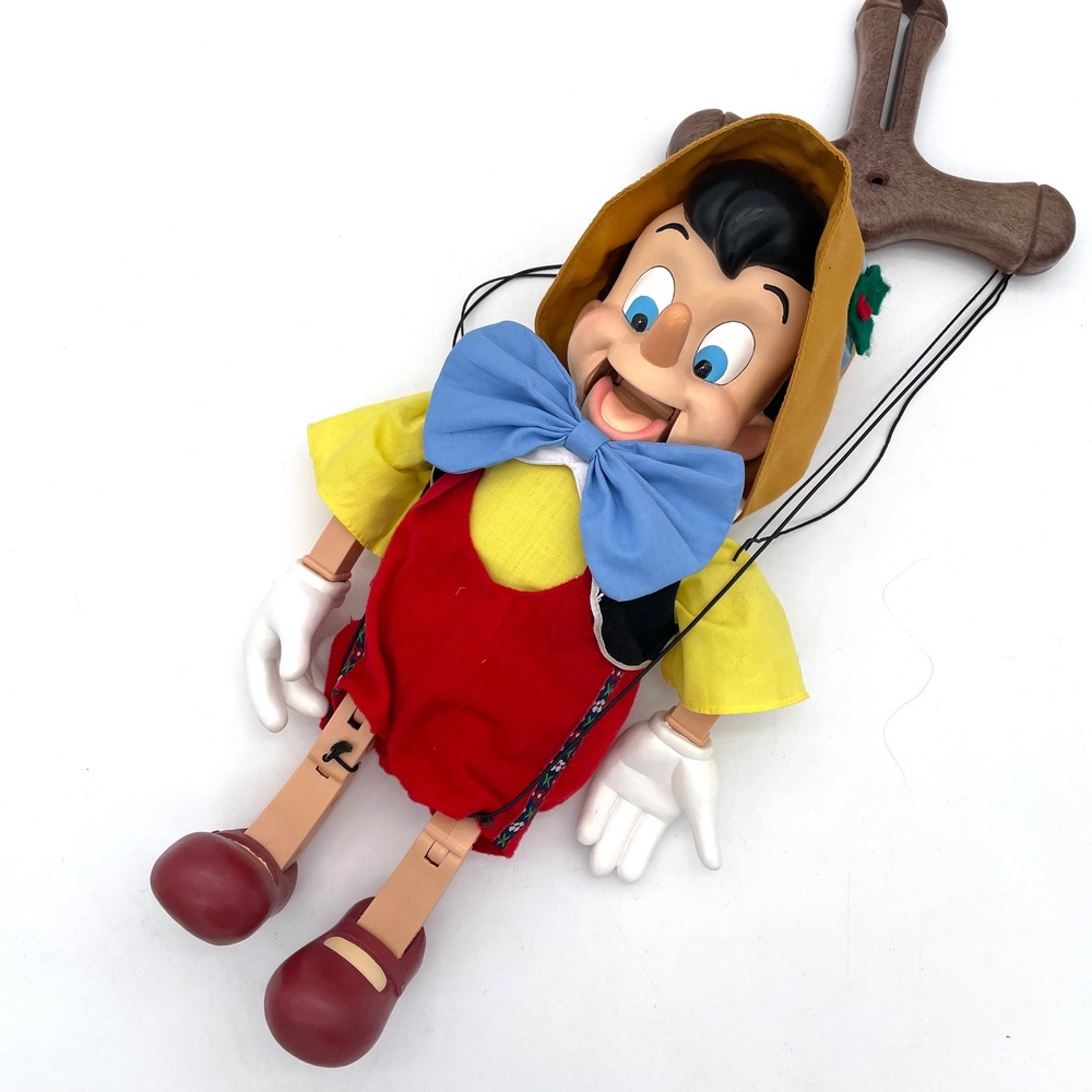Disney Pinocchio Marionette Puppet Vintage Red Yellow Good Moving Mouth